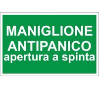 M-ITALY CARTELLO SEGNALETICO - MANIGLIONE ANTIPANICO APERTURA A SPINTA - Adesivo Extra Resistente, Pannello in Forex, Pannello In Alluminio (Adesivo, 10x15 cm)