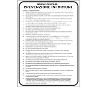 M-ITALY CARTELLO SEGNALETICO - Norme generali prevenzione infortuni - Adesivo Extra Resistente, Pannello in Forex, Pannello In Alluminio (20x31, Adesivo)