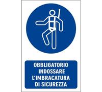M-ITALY CARTELLO SEGNALETICO - OBBLIGATORIO INDOSSARE L'IMBRACATURA DI SICUREZZA - Adesivo Extra Resistente, Pannello in Forex, Pannello In Alluminio (20x31, Adesivo)