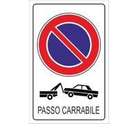 M-ITALY CARTELLO SEGNALETICO - PASSO CARRABILE - Adesivo Extra Resistente, Pannello in Forex, Pannello In Alluminio (Adesivo, 10x15 cm)