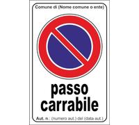 M-ITALY CARTELLO SEGNALETICO - passo carrabile autorizzazione personalizzato - Adesivo Extra Resistente, Pannello in Forex, Pannello In Alluminio (30x42, Adesivo)