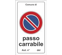 M-ITALY CARTELLO SEGNALETICO - PASSO CARRABILE Cartello divieto di sosta - Adesivo Extra Resistente, Pannello in Forex, Pannello In Alluminio (30x42 cm, Plastica)