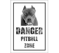 M-ITALY CARTELLO SEGNALETICO - PITBULL DANGER ZONE - Adesivo Extra Resistente, Pannello in Forex, Pannello In Alluminio (20x31, Adesivo)