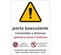 M-ITALY CARTELLO SEGNALETICO - PORTA AUTOMATICA BASCULANTE - Adesivo Extra Resistente, Pannello in Forex, Pannello In Alluminio (20x31 cm, Adesivo)