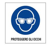 M-ITALY CARTELLO SEGNALETICO QUADRATO - PROTEGGERE GLI OCCHI - Adesivo Extra Resistente, Pannello in Forex, Pannello In Alluminio (Plastica, 5x5 cm)