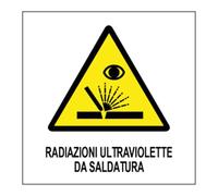 M-ITALY CARTELLO SEGNALETICO QUADRATO - RADIAZIONI ULTRAVIOLETTE DA SALDATURA - Adesivo Extra Resistente, Pannello in Forex, Pannello In Alluminio (Plastica, 10x10 cm)