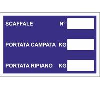 M-ITALY CARTELLO SEGNALETICO - SCAFFALE N° PORTATA CAMPATA KG - Adesivo Extra Resistente, Pannello in Forex, Pannello In Alluminio (20x31, Adesivo)
