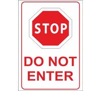 M-ITALY CARTELLO SEGNALETICO - STOP DO NOT ENTER - Adesivo Extra Resistente, Pannello in Forex, Pannello In Alluminio (15x10, Adesivo)