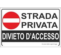 M-ITALY CARTELLO SEGNALETICO - STRADA PRIVATA DIVIETO D'ACCESSO - Adesivo Extra Resistente, Pannello in Forex, Pannello In Alluminio (20x31, Adesivo)