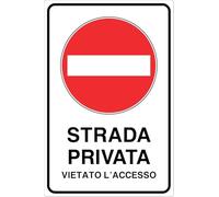 M-ITALY CARTELLO SEGNALETICO - STRADA PRIVATA VIETATO L'ACCESSO - Adesivo Extra Resistente, Pannello in Forex, Pannello In Alluminio (Alluminio, 30x42 cm)