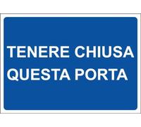 M-ITALY CARTELLO SEGNALETICO - TENERE CHIUSA QUESTA PORTA - Adesivo Extra Resistente, Pannello in Forex, Pannello In Alluminio (30x42, Adesivo)
