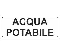 M-ITALY CARTELLO SEGNALETICO UNI - ACQUA POTABILE SCRITTA - Adesivo Extra Resistente, Pannello in Forex, Pannello In Alluminio (15x6, Adesivo)