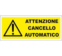 M-ITALY CARTELLO SEGNALETICO UNI - ATTENZIONE CANCELLO AUTOMATICO GIALLO - Adesivo Extra Resistente, Pannello in Forex, Pannello In Alluminio (60x25, Plastica)
