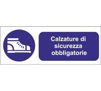 M-ITALY CARTELLO SEGNALETICO UNI - calzature di sicurezza obbligatorie - Adesivo Extra Resistente, Pannello in Forex, Pannello In Alluminio (30x12, Plastica)