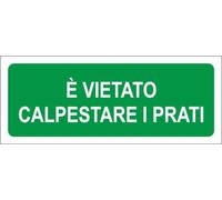 M-ITALY CARTELLO SEGNALETICO UNI - È VIETATO CALPESTARE I PRATI - Adesivo Extra Resistente, Pannello in Forex, Pannello In Alluminio (60x25, Alluminio)