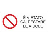 M-ITALY CARTELLO SEGNALETICO UNI - È VIETATO CALPESTARE LE AIUOLE mod 2 - Adesivo Extra Resistente, Pannello in Forex, Pannello In Alluminio (30x12, Plastica)