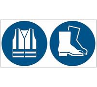 M-ITALY CARTELLO SEGNALETICO UNI - Gilet e calzature di sicurezza obbligatori - Adesivo Extra Resistente, Pannello in Forex, Pannello In Alluminio (Adesivo, 60x25 cm)