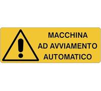 M-ITALY CARTELLO SEGNALETICO UNI - Macchina ad avviamento automatico - Adesivo Extra Resistente, Pannello in Forex, Pannello In Alluminio (Adesivo, 30x12 cm)