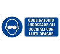 M-ITALY CARTELLO SEGNALETICO UNI - OBBLIAGATORIO INDOSSARE GLI OCCHIALI CON LENT