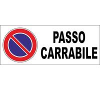 M-ITALY CARTELLO SEGNALETICO UNI - PASSO CARRABILE - Adesivo Extra Resistente, Pannello in Forex, Pannello In Alluminio (30x12, Alluminio)