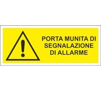 M-ITALY CARTELLO SEGNALETICO UNI - PORTA MUNITA DI SEGNALAZIONE DI ALLARME - Adesivo Extra Resistente, Pannello in Forex, Pannello In Alluminio (30x12, Alluminio)