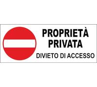 M-ITALY CARTELLO SEGNALETICO UNI - PROPRIETÀ PRIVATA DIVIETO DI ACCESSO - Adesivo Extra Resistente, Pannello in Forex, Pannello In Alluminio (30x12, Adesivo)