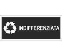 M-ITALY CARTELLO SEGNALETICO UNI - Raccolta differenziata (INDIFFERENZIATA) - Adesivo Extra Resistente, Pannello in Forex, Pannello In Alluminio (30x12, Adesivo)
