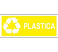 M-ITALY CARTELLO SEGNALETICO UNI - Raccolta differenziata (PLASTICA) - Adesivo Extra Resistente, Pannello in Forex, Pannello In Alluminio (30x12, Adesivo)