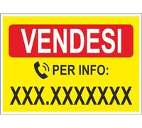 M-ITALY CARTELLO SEGNALETICO - VENDESI CON NUMERO PERSONALIZZABILE - Adesivo Extra Resistente, Pannello in Forex, Pannello In Alluminio (15x10, Plastica)