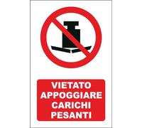 M-ITALY CARTELLO SEGNALETICO - VIETATO APPOGGIARE CARICHI PESANTI - Adesivo Extra Resistente, Pannello in Forex, Pannello In Alluminio (30x42, Plastica)