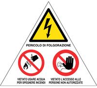 M-ITALY CARTELLO TRIANGOLO - PERICOLI/DIVIETI PER CABINE ELETTRICHE - segnale