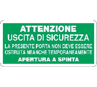 M-ITALY CARTELLO UNI - ATTENZIONE USCITA DI SICUREZZA LA PRESENTE - Segnale