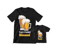 M-Italy Coppia T-Shirt Magliette Uomo & Bambino/A - Personalizzabile papà Neonato Divertenti Birra Tale Padre Tale Figlio - Maglietta Maglia Bimbo Super vestibilità Top qualità (Cotone, Rossa)