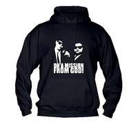 M-Italy Felpa con Cappuccio Uomo & BAMBIN - On A Mission from God Inspired by The Blues Brothers - Super vestibilità Top qualità (XXL, Nera)