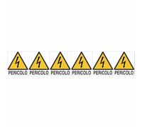 M- ITALY KIT DI 6 ADESIVI QUADRATI - Pericolo elettrico - Pittogramma ISO 7010 (IDEALE ANCHE PER ESTERNO) (LATO 5CM)