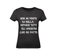 M-Italy T-Shirt Donna - Non Mi PENTO - Maglietta Super vestibilità Top qualità (IT, Testo, M, Regular, Regular, Nero)