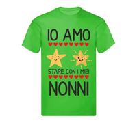 M-Italy T-Shirt Uomo & BAMBIN - IO Amo Stare con I Miei Nonni - Maglietta Super vestibilità Top qualità (IT, Testo, M, Regular, Regular, Verde)