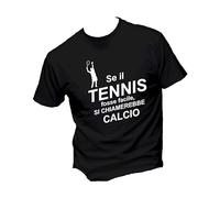 M-Italy T-Shirt Uomo & BAMBIN -SE Il Tennis Fosse Facile, Si CHIAMEREBBE Calcio - Maglietta Super vestibilità Top qualità (9-11 Anni, Nero)
