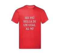 M-Italy T-Shirt Uomo & BAMBIN - Sei Piu' Bella di Un Goal al 90° - Maglietta Super vestibilità Top qualità (S, Rosso)