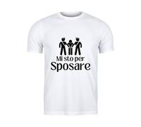 M-Italy T-Shirt Uomo & Bambino - Addio al Celibato per Lo Sposo “Mi STO per sposare” - Maglietta Maglia Tshirt Super vestibilità Top qualità (IT, Testo, M, Regular, Regular, Bianca)