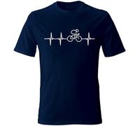 M-Italy T-Shirt Uomo & Bambino - Battito Ciclista, la Bicicletta nel Mio Cuore <3 - Maglietta Maglia Tshirt Super vestibilità Top qualità (IT, Testo, M, Regular, Regular, Blu)