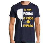 M-Italy T-Shirt Uomo & Bambino - Padel Io Non Perdo O Vinco O Imparo - Maglietta Maglia Tshirt Super vestibilità Top qualità (IT, Testo, M, Regular, Regular, Blu)