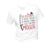 M-Italy T-Shirt Uomo & Bambino - STO pescando, se Avevo Voglia di Parlare stavo a casa con mia Moglie - Maglietta Maglia Tshirt Super vestibilità Top qualità (IT, Testo, L, Regular, Regular, Bianca)