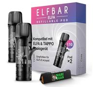 M&J Elfa Pods di ricambio ricaricabili, 2 pezzi, 1,1 Ohm, senza liquido, elfo pod compatibile con Elfa Basic Serie e Lost Mary Tappo Devices, confezione di prova Longpapers e filtri di Mari & Juan