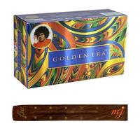 M & J Satya Nag Champa - Bastoncini di incenso originali Golden Era,con porta bastoncini di incenso M&J,scatola completa,per aromaterapia,spa,yoga,matrimoni,meditazione,guarigione,positività e