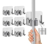 M JINGMEI Porta Scope A Muro 6 Pezzi, Autoadesivo Con Ganci, Adatto Per Cucina, Garage, Giardino, Terrazza, Bagno (Argento)