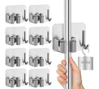 M JINGMEI Porta Scope A Muro 8 Pezzi, Autoadesivo Appendi Scope Con Ganci, Adatto Per Cucina, Garage, Giardino, Terrazza, Bagno (Argento)