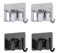 M JINGMEI Porta Scope Parete 4 Pezzi, Autoadesivo Appendi Scope a Muro, Porta Scopa A Muro Con Ganci, Adatto Per Cucina, Garage, Giardino, Terrazza, Bagno