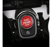 M.JVisun Fibra di Carbonio Auto Accensione Avviamento Interruttore Adesivi Motore Start Stop Pulsante Cover per Mercedes-Benz A B G Classe GLB GLE GLS per Mercedes-AMG A CLA G Classe GLE GLS - Rosso