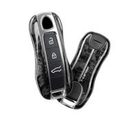 M.JVisun Forgiata Fibra di Carbonio Custodie per Chiavi Auto Per Porsche 911 Carrera 918 Cayenne Coupe Per Macan Per Panamera Taycan Cover Chiave - Sostituzione Guscio Chiave - Nero